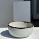 Small white glazed ceramic bowl black edges