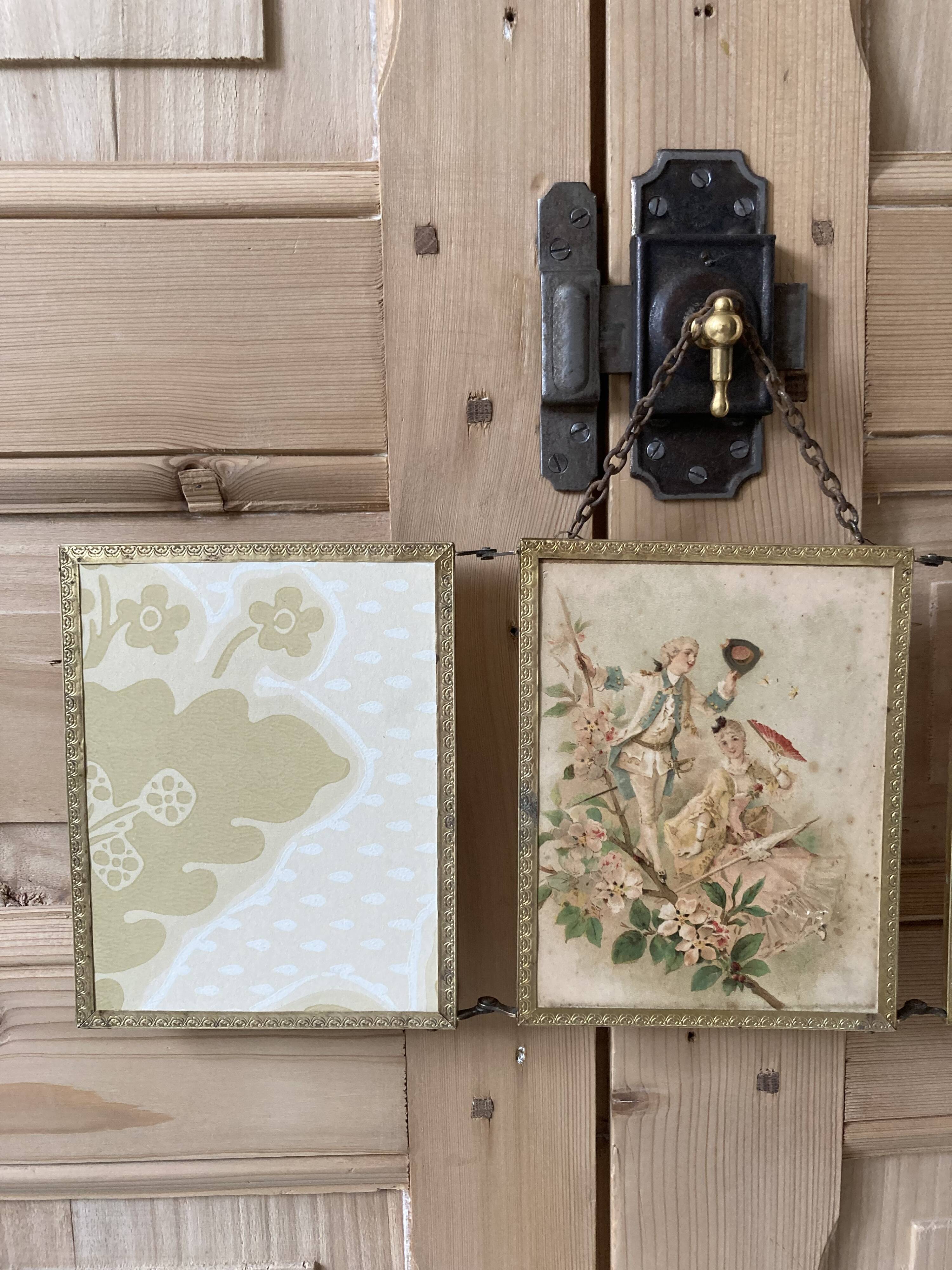 folding triptych mirror Napoleon III genre scene