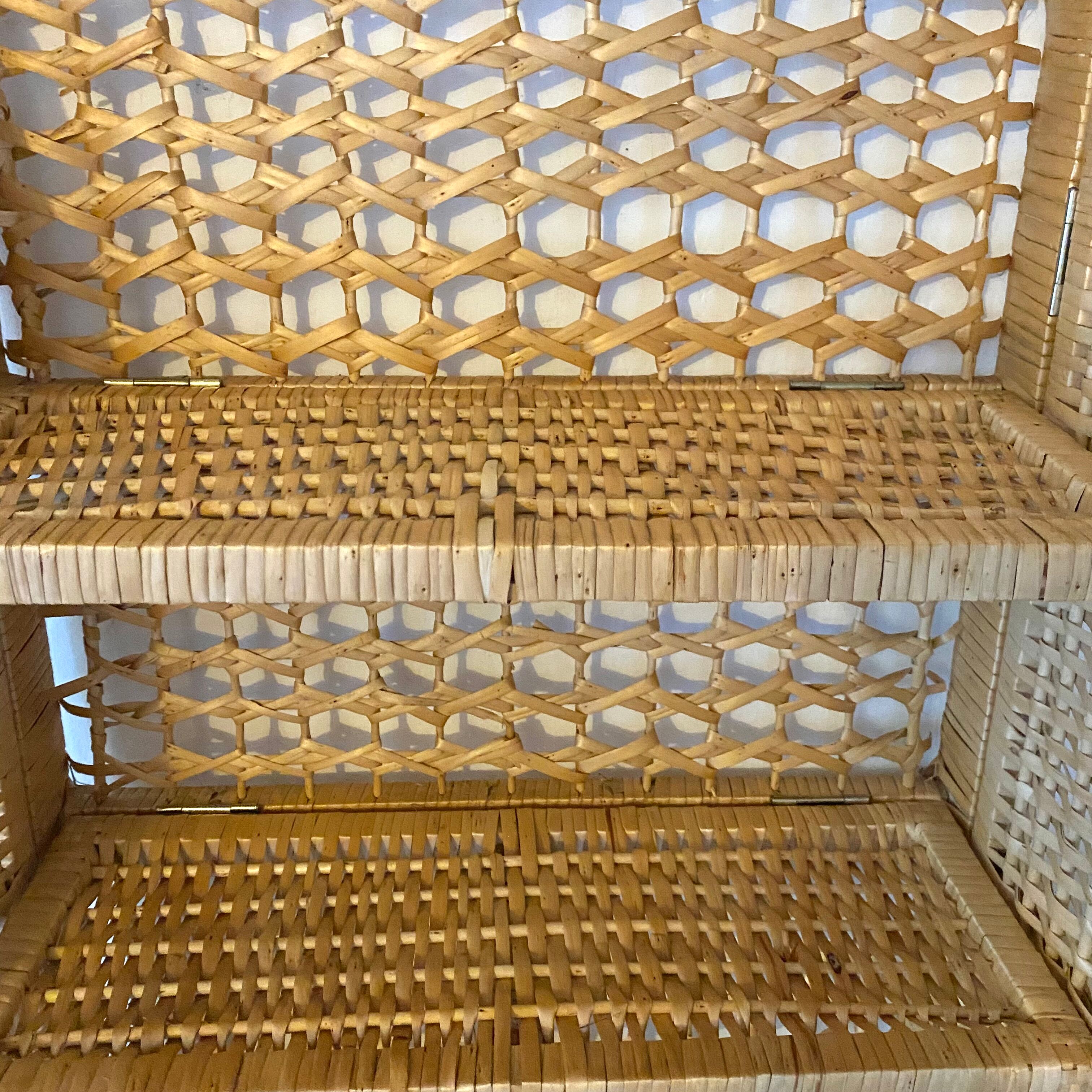 Vintage rattan and bamboo shelves