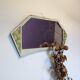 Vintage geometric mirror with floral decoration – painted patinated wood – 79 cm