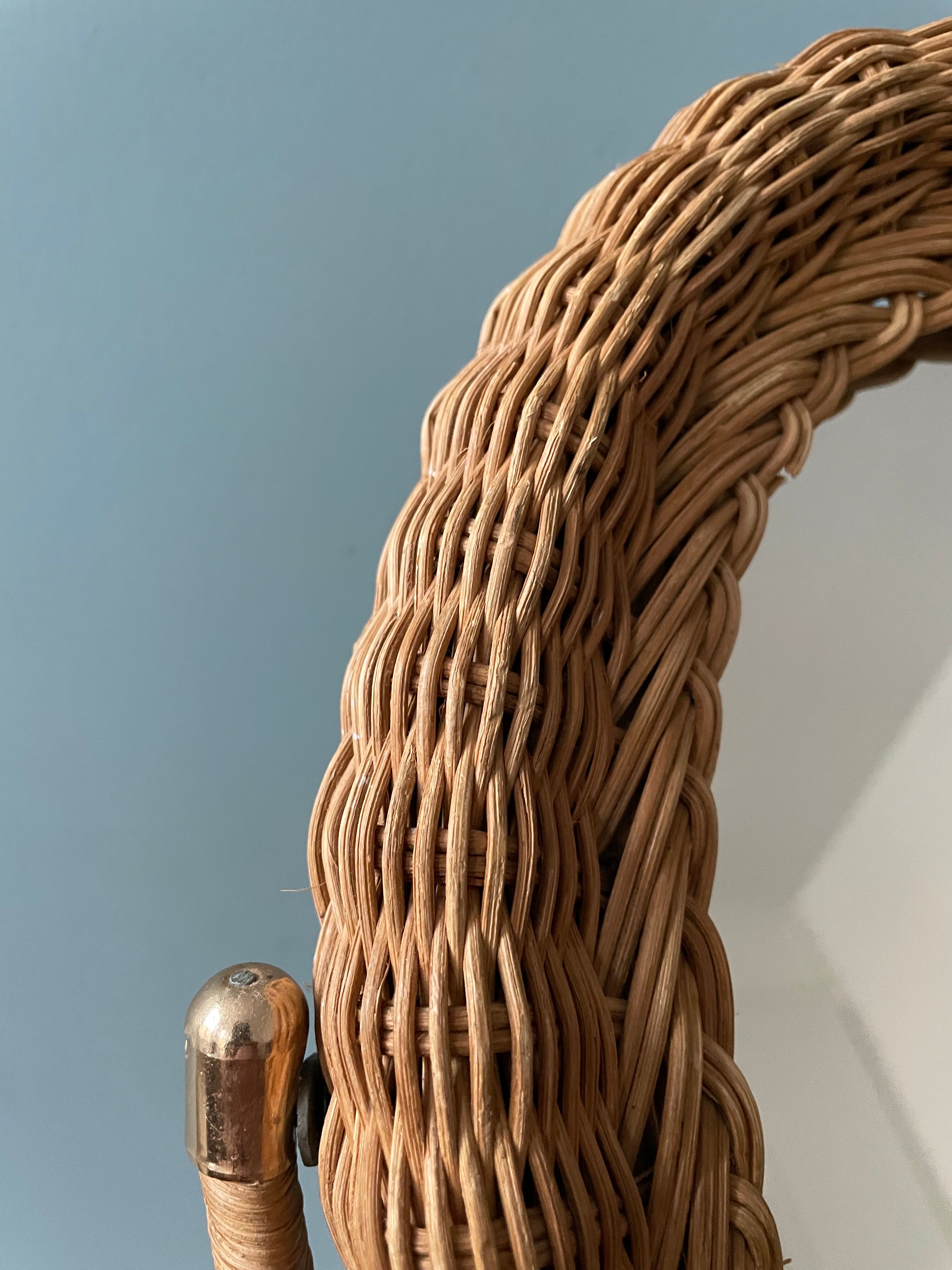 Vintage rattan table psyche mirror