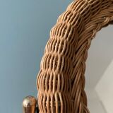 Vintage rattan table psyche mirror