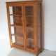 glass library natural solid wood