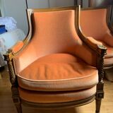 Paire de fauteuils bergère style Louis XVI