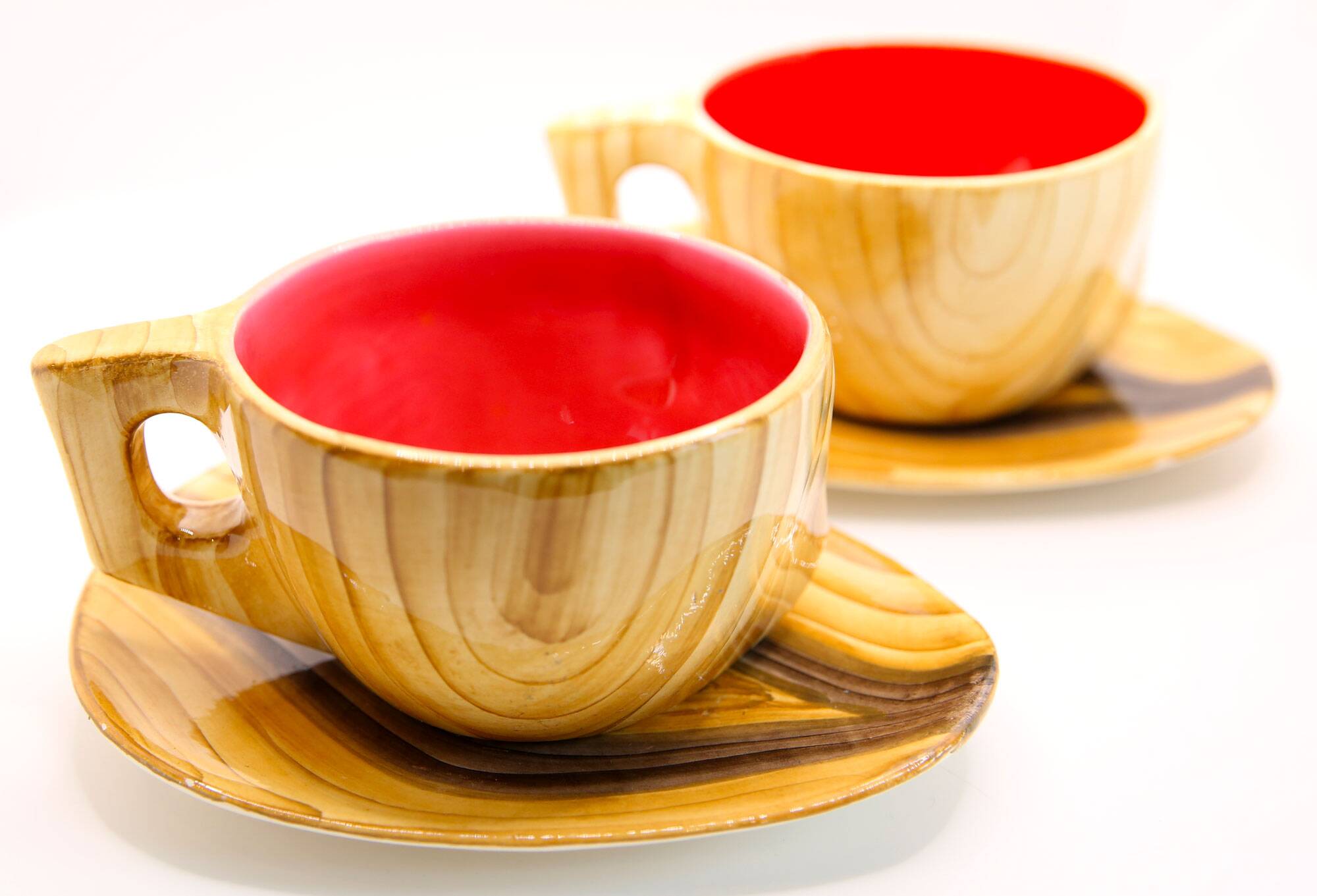Lot de 2 tasses XL imitation bois Grandjean Jourdan Vallauris