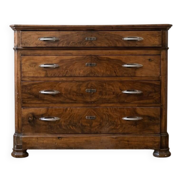 Commode ancienne en bois massif / Style Louis-Philippe - 4 tiroirs