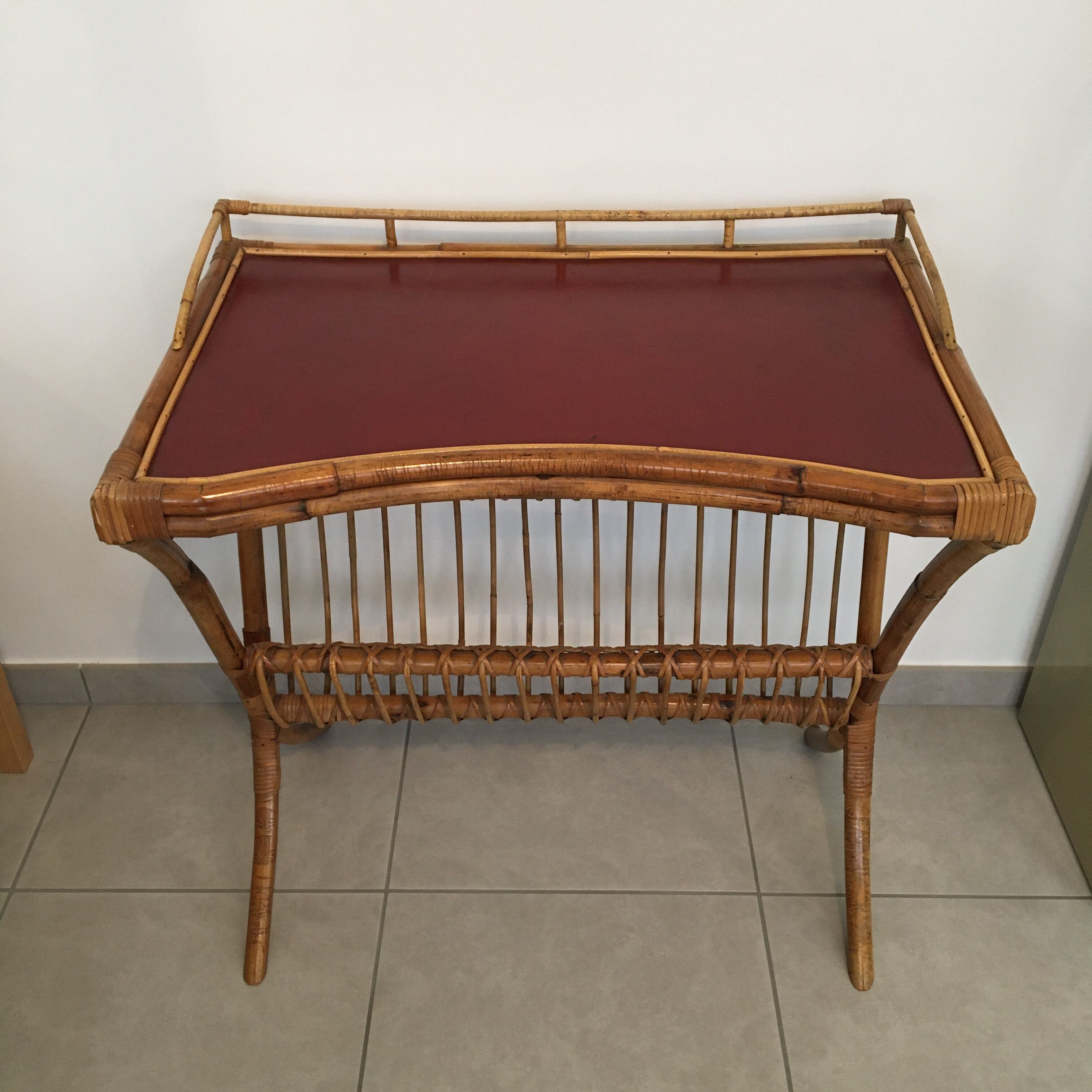 Rattan and leather booster desk