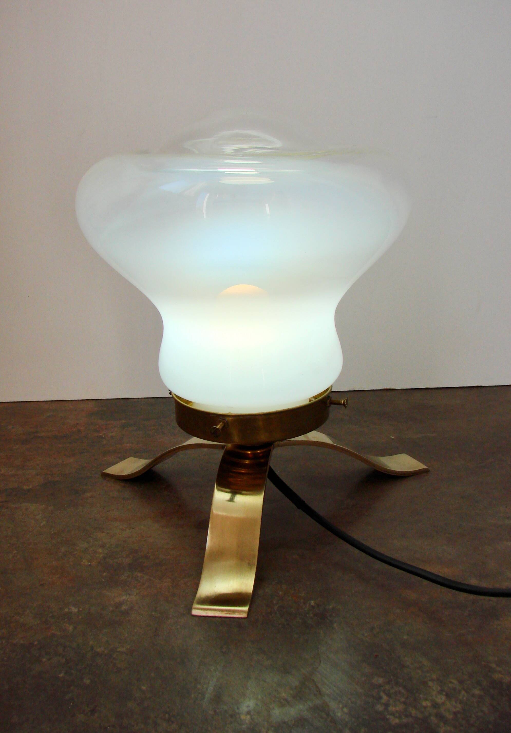 Mid-century table lamp from the 1970s, brass and glass, E27