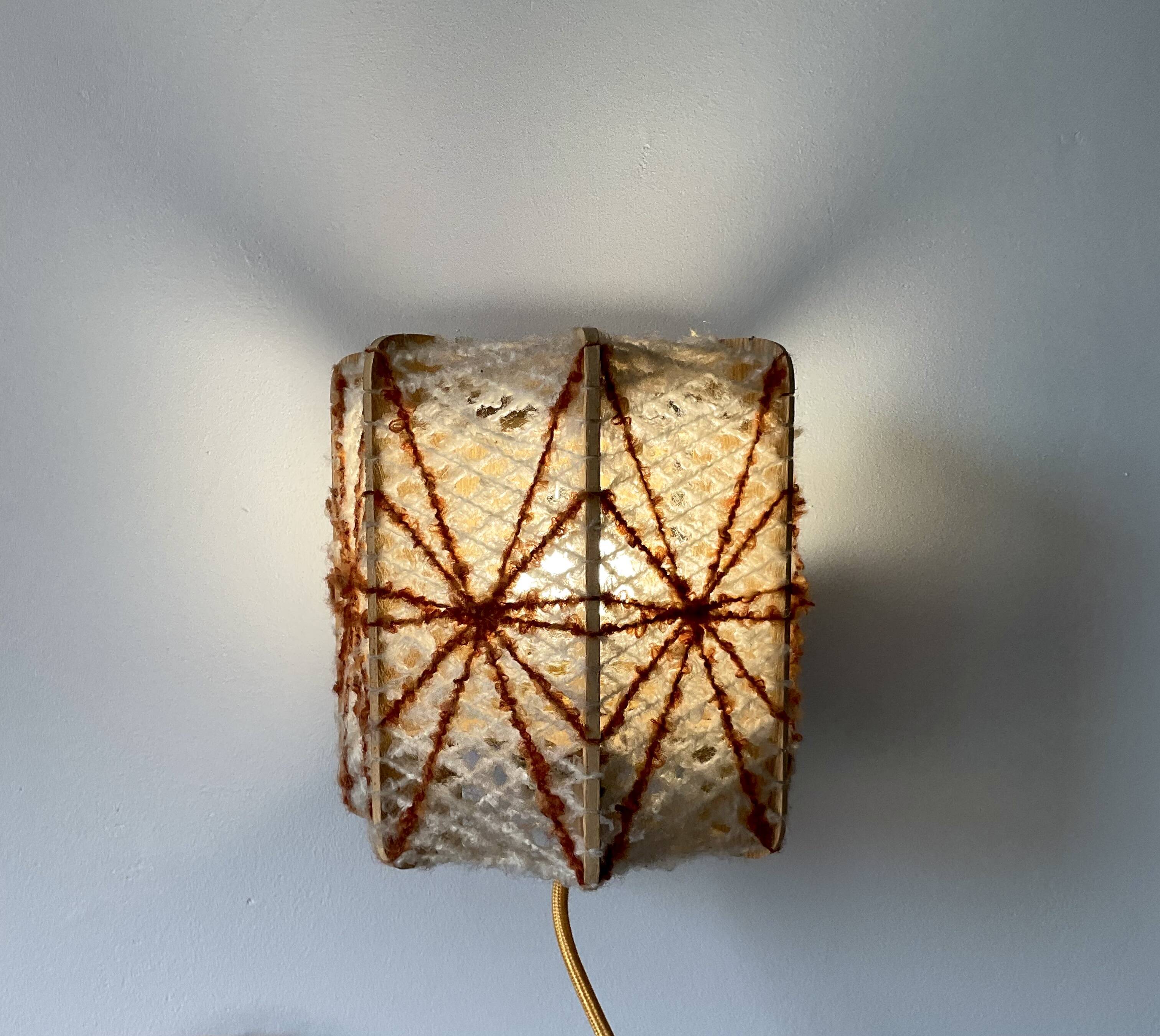 Vintage ecru and orange wall light