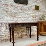Double-sided desk in natural wood Louis XVI style