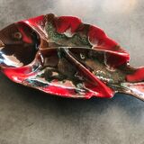 Plat à compartiment apéritif forme poisson en céramique de vallauris 37 cm