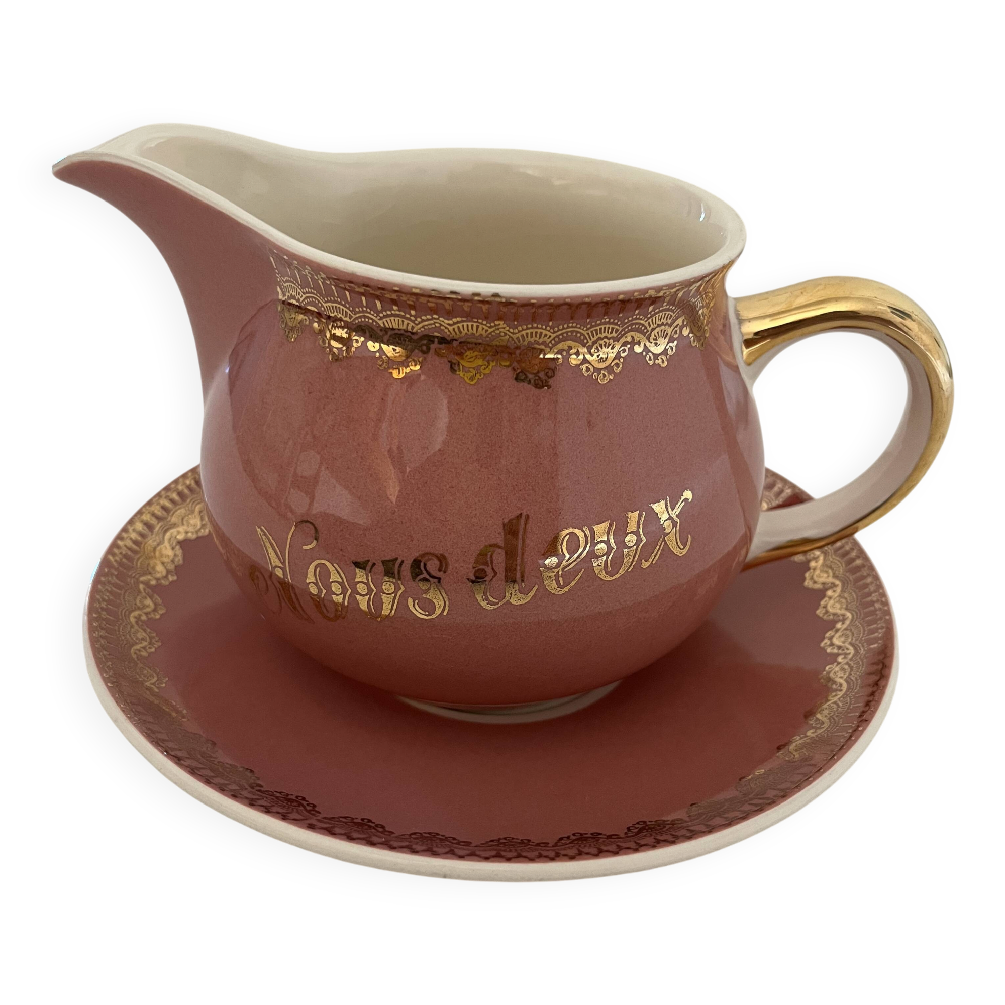 Milk jug and saucer set We Two