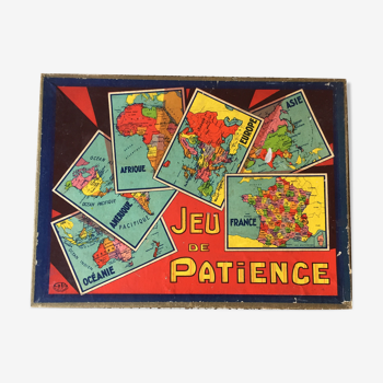 Ancien jeu de six puzzles éducatifs intitulé Jeu de Patience