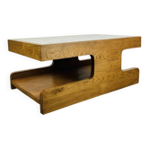 Brutalist coffee table made of solid wood from the 1970s.