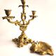 French Dessert Set: Candelabrum and "Feuille" Tray in Gilded Bronze