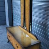 Vintage Scandinavian style dressing table, chest of drawers, triptych mirror and bedside table