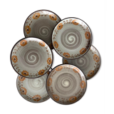 Set of 6 painted sandstone plates
