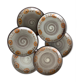 Set of 6 painted sandstone plates