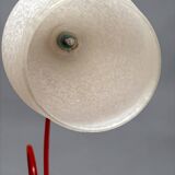 1950 red tripod floor lamp with plant holder | Opaline | Swan neck