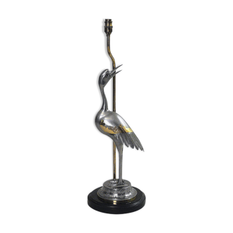 Lampe de table heron chrome et laiton hollywood regency