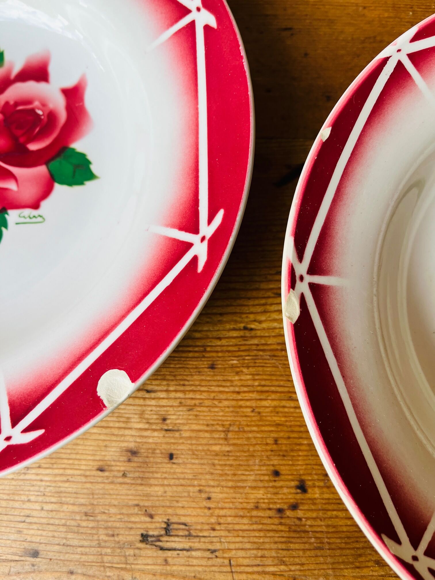 Set of 6 hollow plates Digoin Sarreguemines model Cibon years 30-40