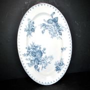 SARREGUEMINES FLORE Large Oval Platter with blue flower decoration U&C 36cm