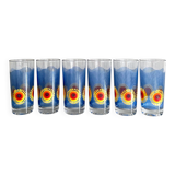 Vintage glass set, VMC Reims France, French lemonade glass 70's