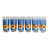 Vintage glass set, VMC Reims France, French lemonade glass 70's