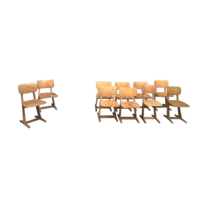 Série de 10 chaises - bois clair
