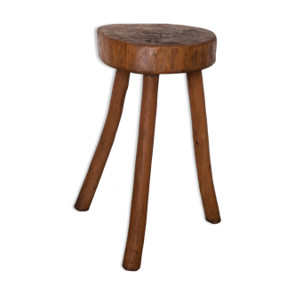 Brutalist wooden stool