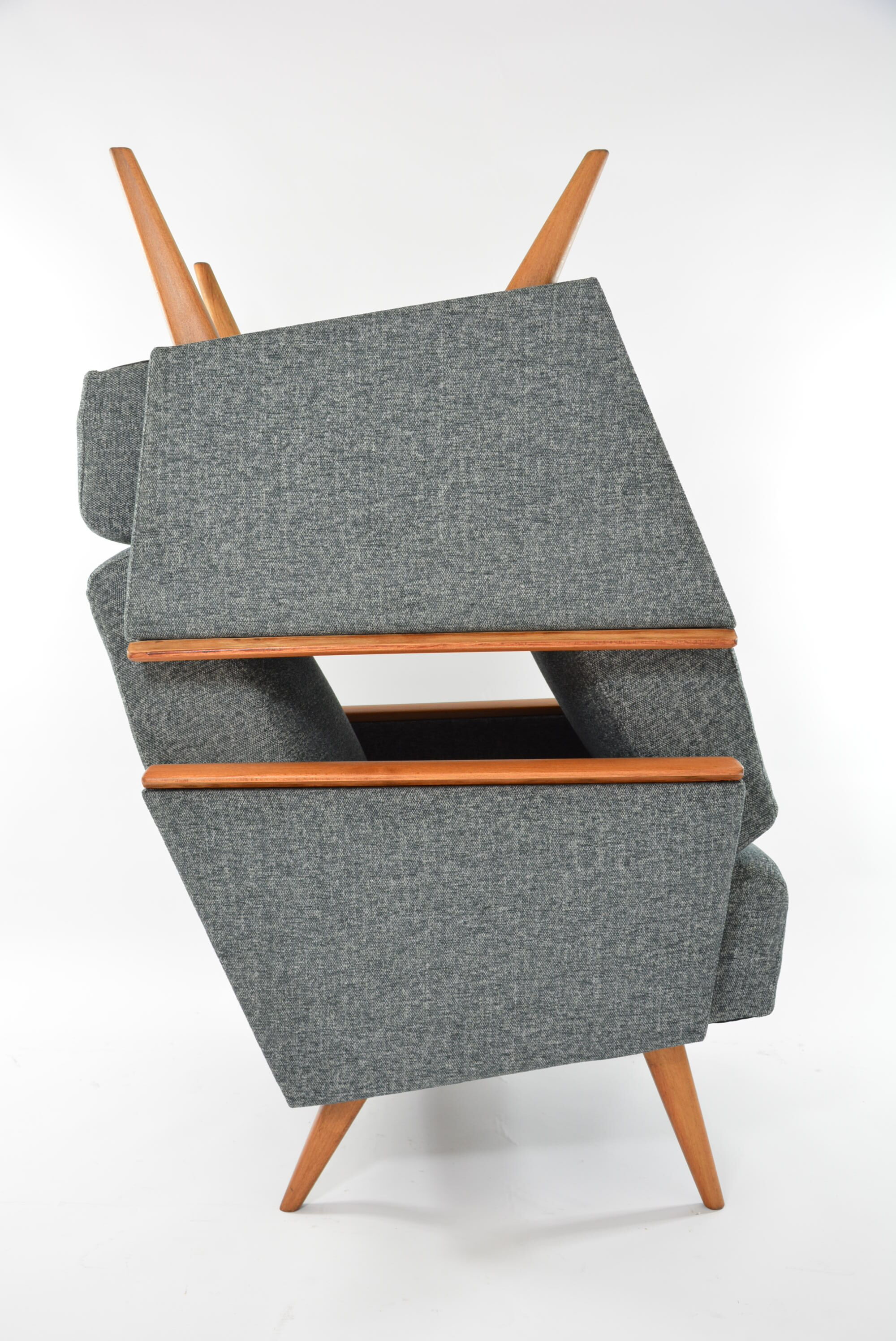 Fauteuil carre gris chiné