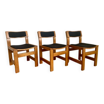 Ensemble de 3 chaises en orme et tissus