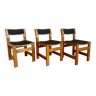 Ensemble de 3 chaises en orme et tissus