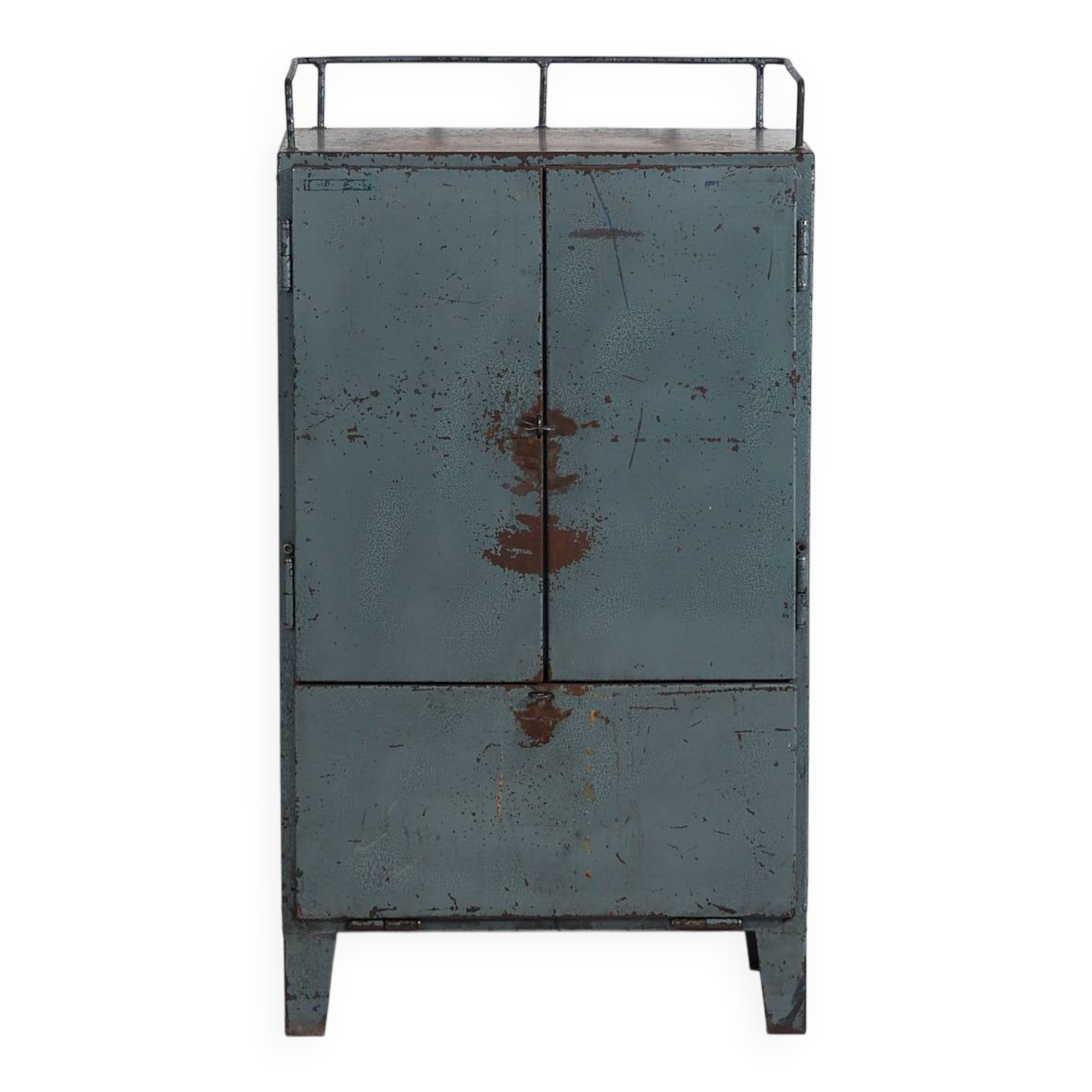 Armoire de style industriel à patine bleue (c.1950)