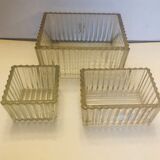 Set of three art deco glass boxes
