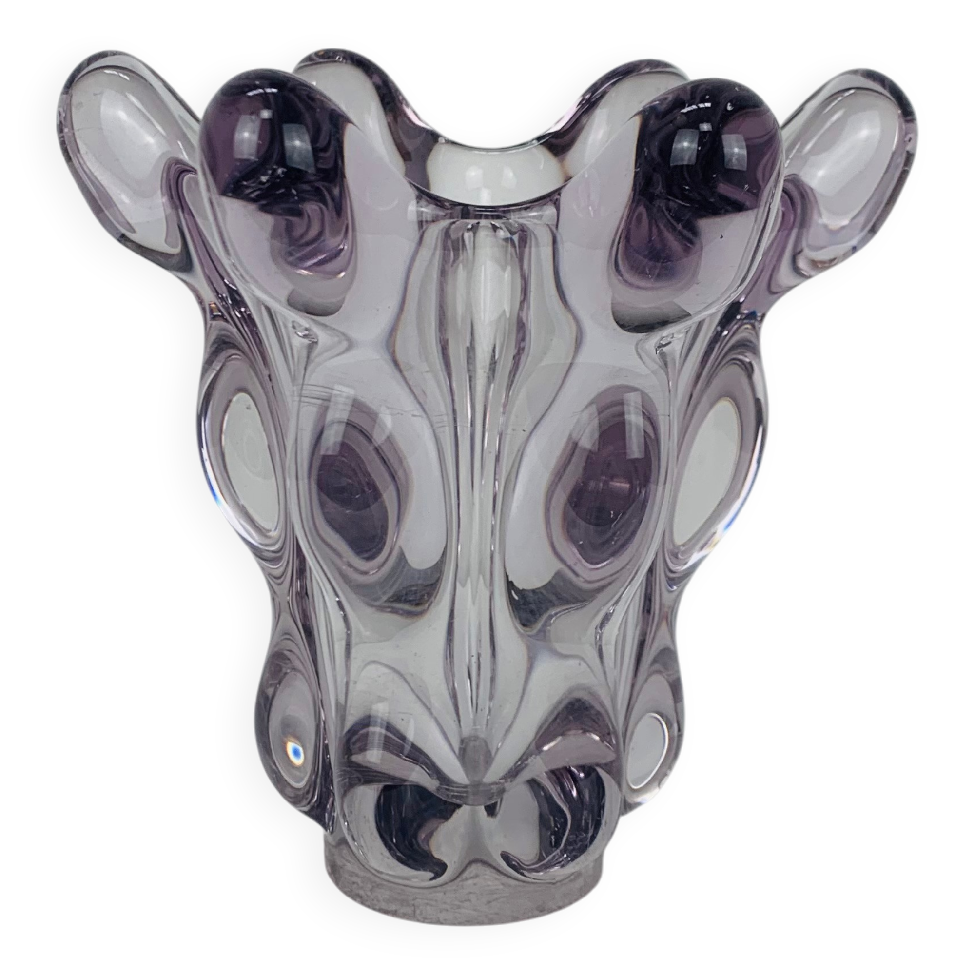 Giraffe vase in Art Vannes crystal, 1950, vintage