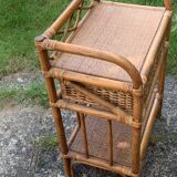 Shelf, side table, bedside table in vintage bamboo and rattan