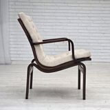 1970s, Scandinavian armchair, furniture wool, dark beech wood.