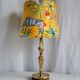 Brass and wood lamp