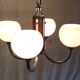Art Deco chandelier with 4 lights in chrome metal and opaline - 1940s/50s