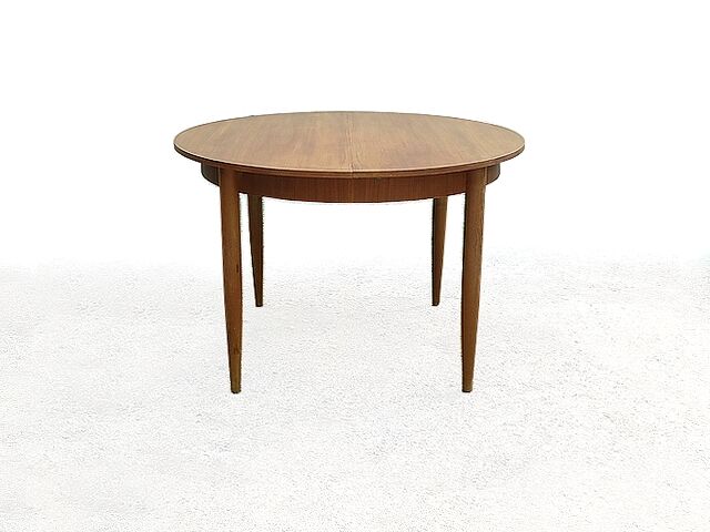 Vintage Scandinavian teak dining round table 60s
