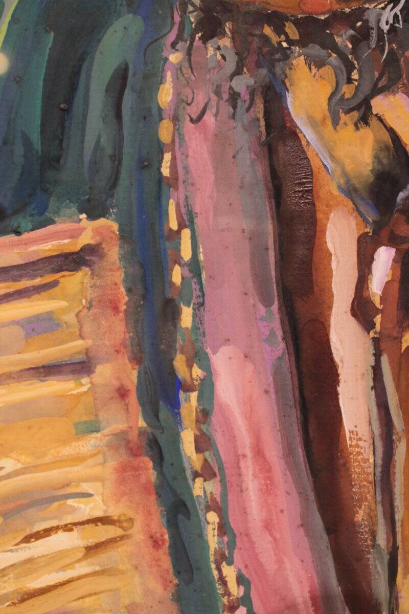 Large portrait of a Beninese man in traditional hat by Pierre Matossy (1891-1969)
