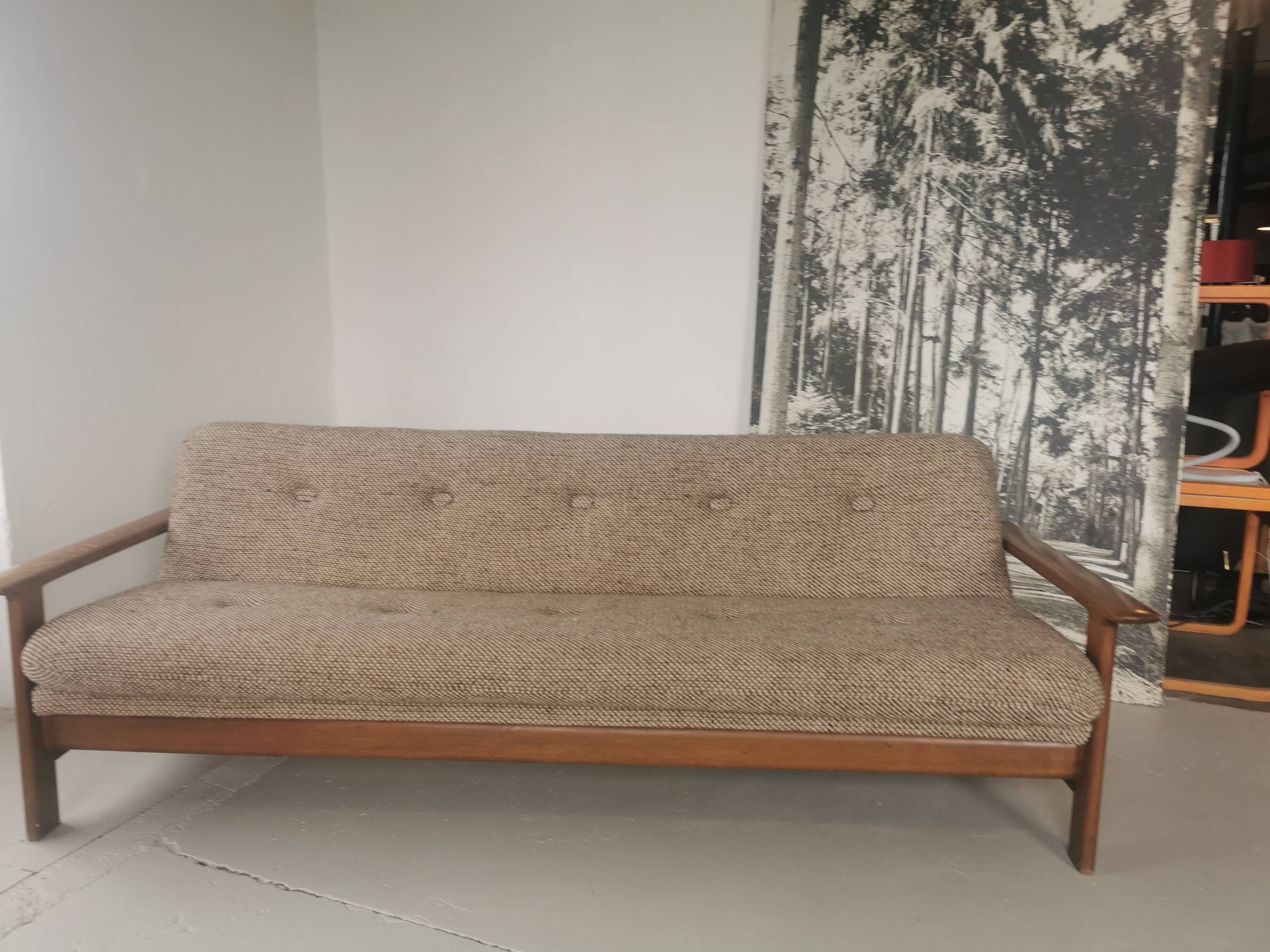 Banquette day bed en chêne design 1970