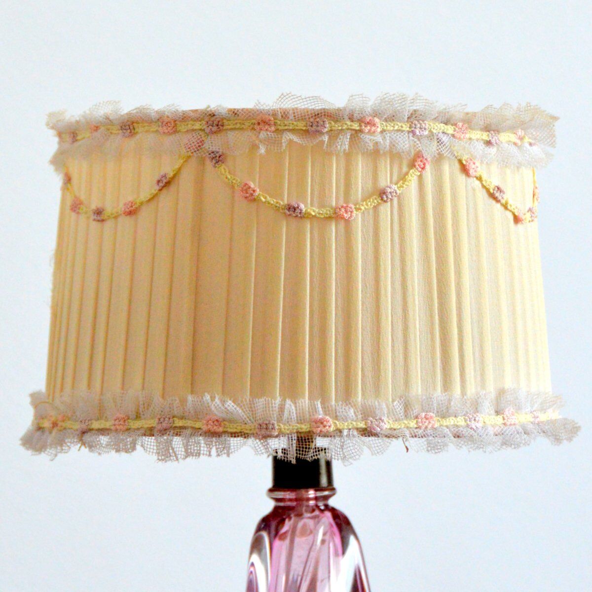Crystal Table Lamp Val St-Lambert Belgium Vintage 1960s