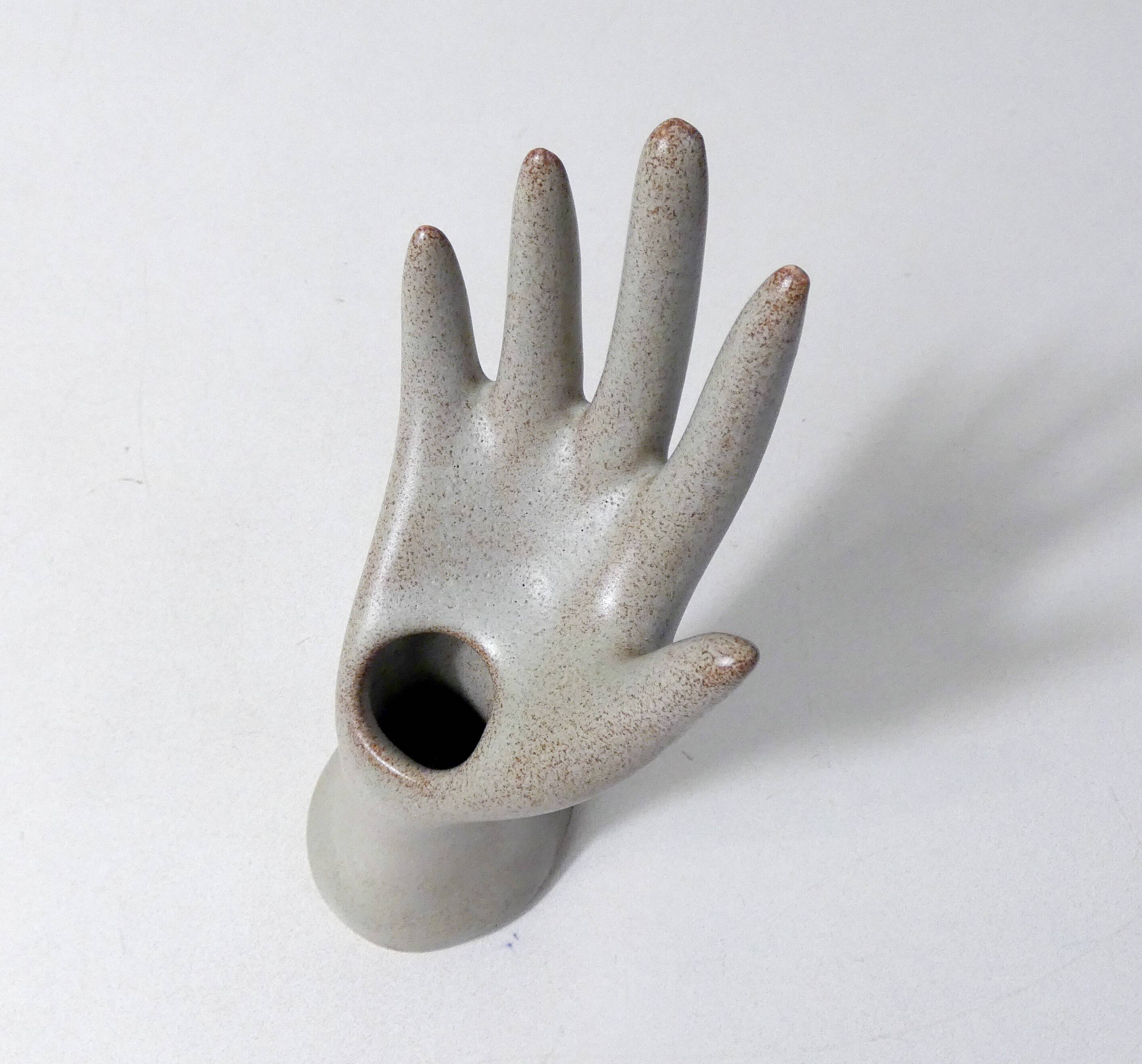 Vintage stoneware hand ring holder soliflore jewelry holder