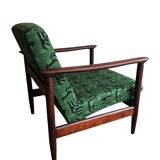 Mid century armchairs in green jacquard, by edmund homa, 1960s, set of two