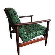 Mid century armchairs in green jacquard, by edmund homa, 1960s, set of two