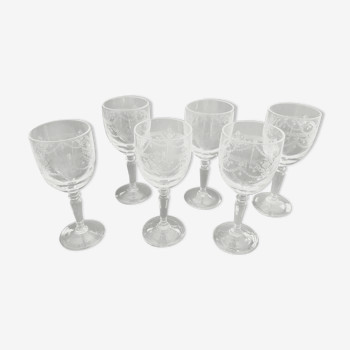 Six verres vintages en cristal d’Arques modèle Dampierre