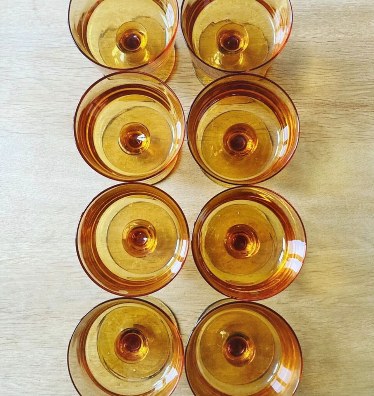 Set of 8 vintage orange glass ice cream cups.