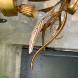 Ceiling light foliage and vintage gilded metal plant